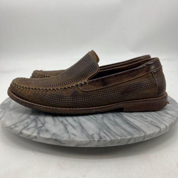 Tommy Bahama Felton Loafer Mens 8 Brown Leather Perforated Slip On Round Toe * - Picture 2 of 12
